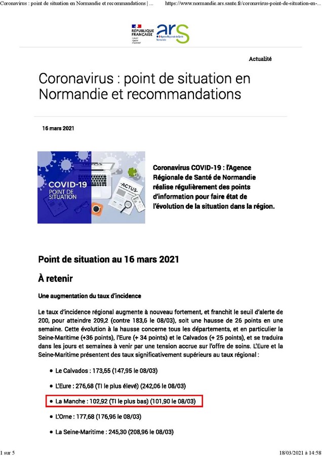18 03 Coronavirus point de situation en Normandie et recommandations Agence rgionale de sant Normandie page 001 Copier