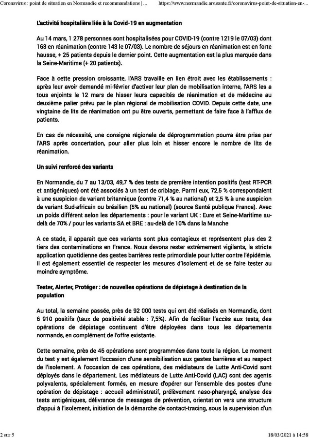 18 03 Coronavirus point de situation en Normandie et recommandations Agence rgionale de sant Normandie page 002 Copier